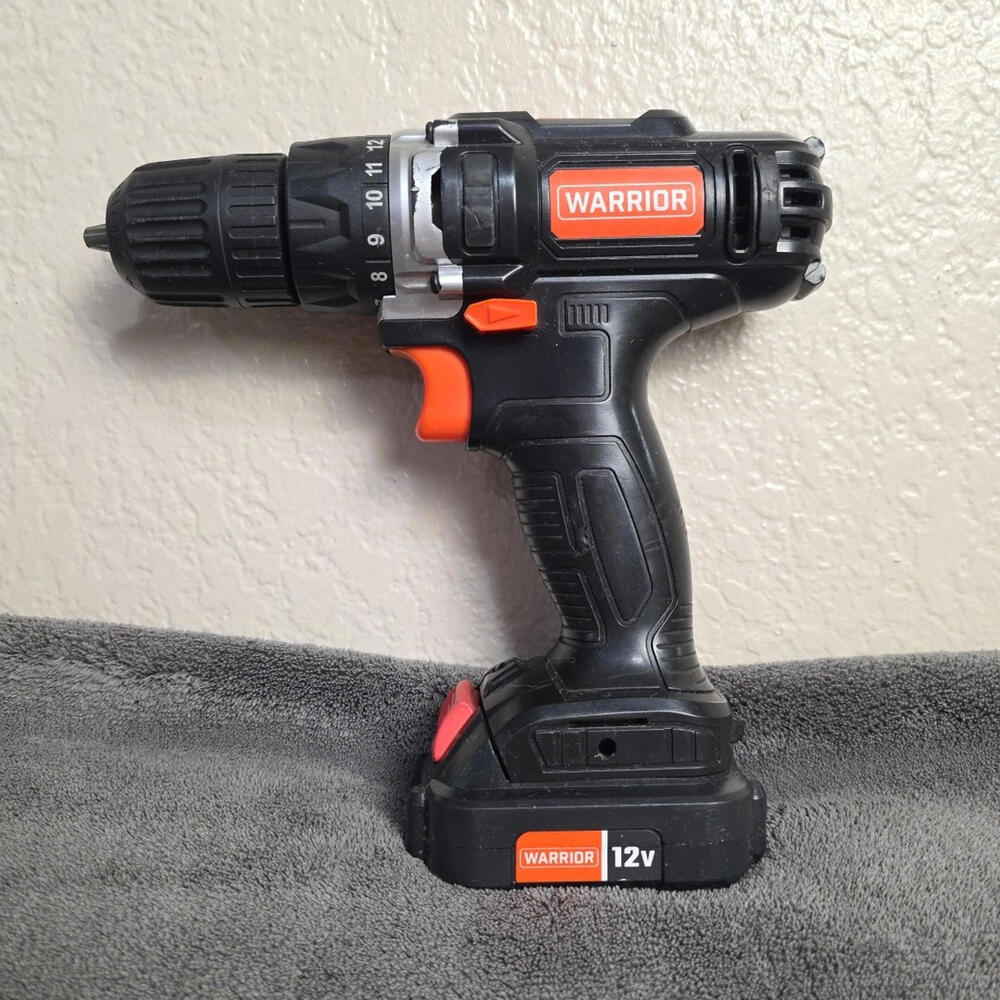 WARRIOR 12V Cordless Drill Driver 3/8" Keyless Chuck 12 Volt Bare. With batery